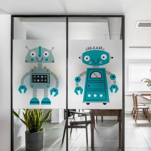 Custom Cartoons Robot frosted opaque electrostatic film office living room kids room bedroom bathroom window film