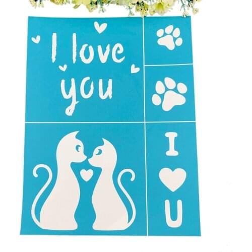 I Love You Self-Adhesive Silk Screen Printing Stencil Reusable Sign Stencils DIY