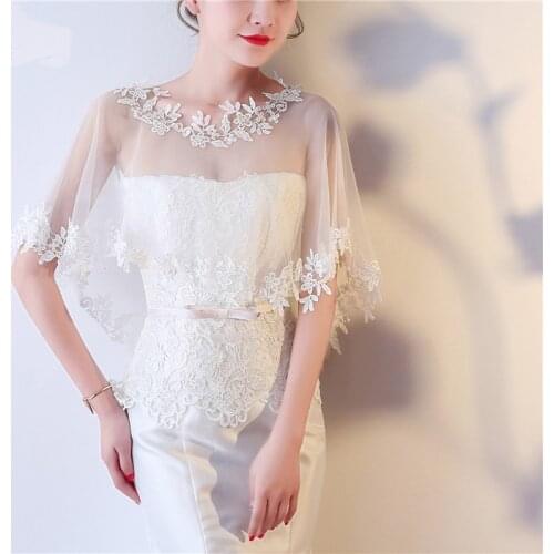 Jovivi New Women Lace Wedding Shawls Wrap Bridal Embroidered Shrug Bolero Cape Shoulder Covers Up Evening Prom Party Dress Decor