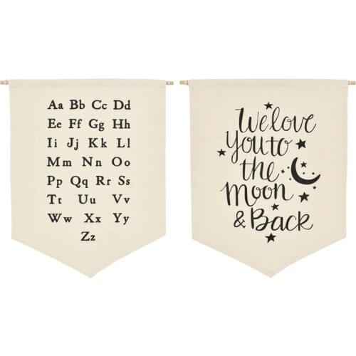 OOTDTY Nordic Hanging Canvas Pennant Kids Room Wall Banner Home Decoration Ornament Photography Props