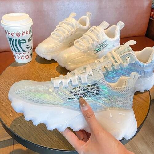 Explosive Thick-Soled Casual Sports Shoes Spring And Summer New Wild Low-Top Mesh Breathable Large Size Womens Shoes