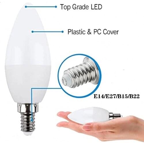 LED Bulb Indoor 3W AC220V LED Screw Plastic Candle Light E14/E27/B15/B22 Bulb Home True White Decorative Chandelier