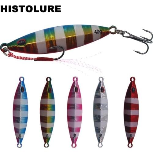 HISTOLURE Luminous JIGGING Fishing Lure 40g Metal Jig Long Casting Shore Jigging Lead Fish Sea Bass Fishing Lure Artificial Bait