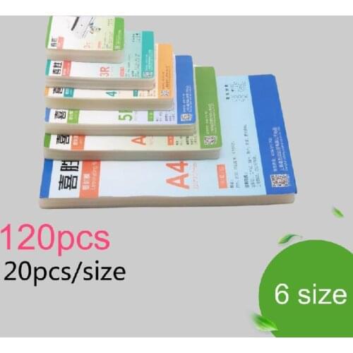 100mic 6 Size (3" 5" 6" 7" 8" A4)Thermal Laminating Film PET+EVA Plastifieuse 120Pcs For Roll Laminator Plastic plastificadora