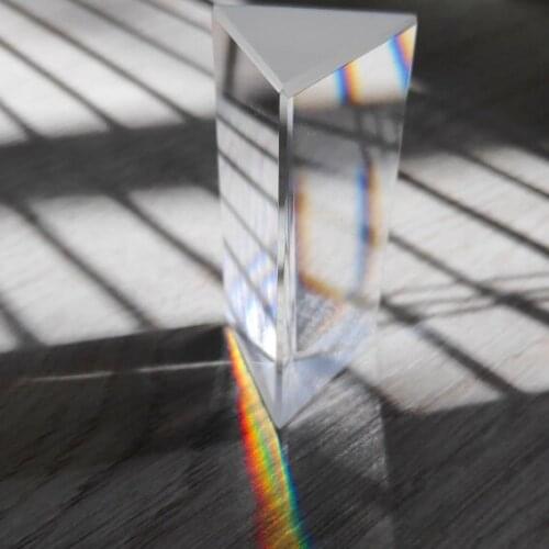 30*30*50MM Triangular Prism Optical Prisms Glass Physics Teaching Refracted Light Spectrum Rainbow Teaching Rainbow Photo Props