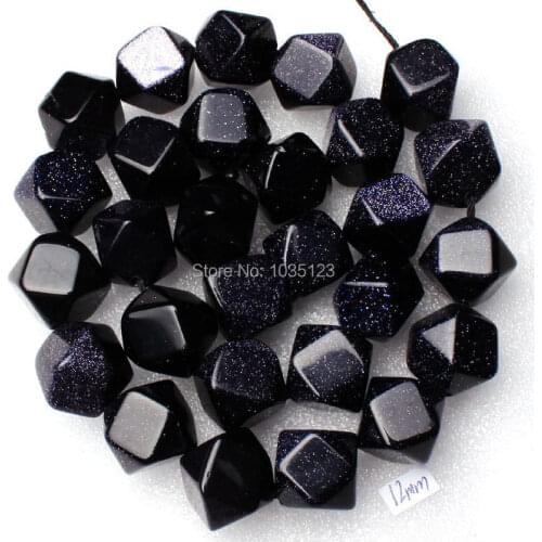 High Quality 12mm Square Faceted Shape Blue Sandstone Loose Beads Strand 15" DIY Creative Jewellery Making w2020