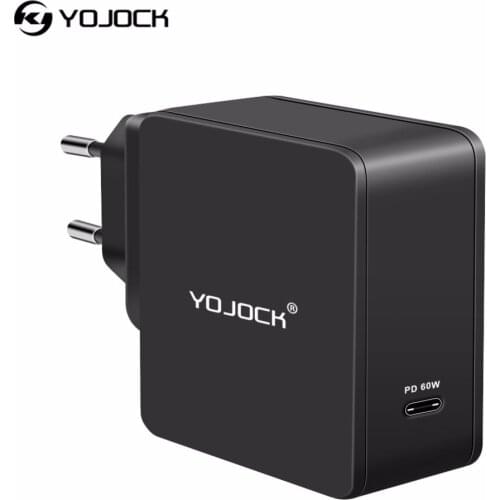 Yojock 60W USB Type-C Wall Charger Power Adapter with Power Delivery for Apple MacBook/iPhone X/8 Plus Xiaomi USB-C PD Charger