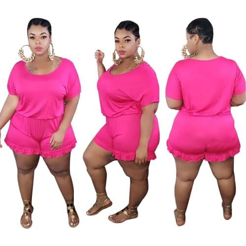 Women Rompers and Jumpsuites 2021 Summer Plus Size 3xl 4xl 5xl Oversize One Pirce Jumpsuit Combinaison Short Pantalon Salopette