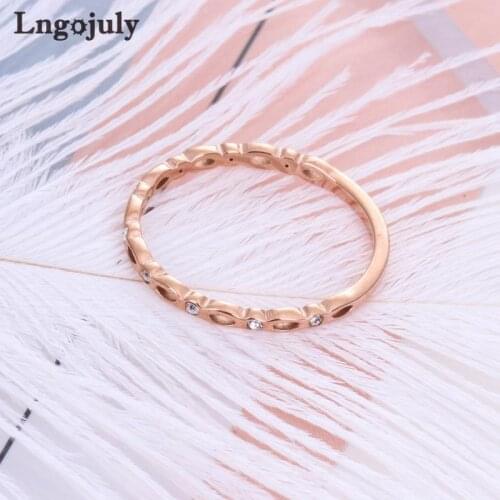 Women Titanium Steel Rings Jewelry RoseGold Titanium Zirconia Rings For Women Lovers Anniversary Party Jewelry Gifts Wholesale