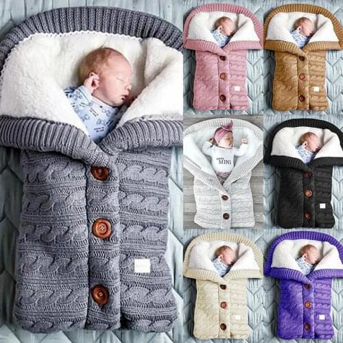 Warm Baby Blanket Knitted Newborn Swaddle Wrap Soft InfantSleeping Bag Footmuff Cotton Accessories Blanket Scarf Bedding