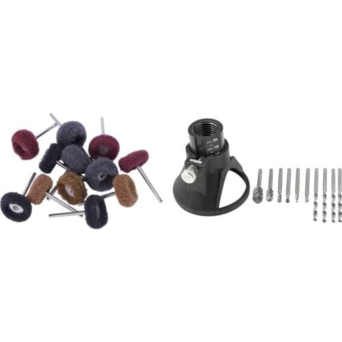 1 Set Electric Hand Drill Power Tools Wood Milling Burrs Cutter Set & 12 Pcs Polish Wheel Buffer Abrasive Brush Head