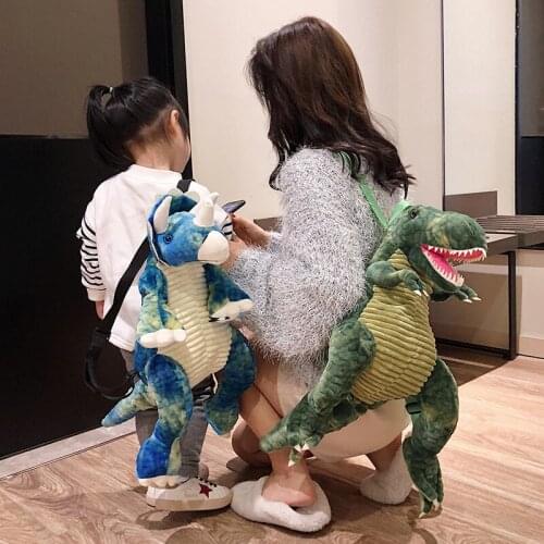 1pc 38cm cartoon cute dinosaur tyrannosaur triceratops plush doll backpack travel decoration shoulder bag stuffed toy kids gift