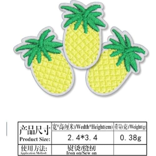 100pcs/lot Small Embroidery Patch Yellow Fruit Pineapple Lemon Orange Petals Carrot Clothing Decoration Sewing Accessory Iron