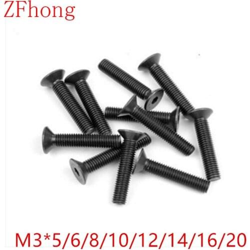 1000pcs/lot DIN7991 M3*4/5/6/8/10/12/14/16/20/25/30 Grade10.9 Hex Hexagon Socket Flat Countersunk Head machine screw
