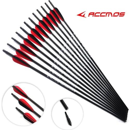 12pcs 100%Pure Carbon Arrow ID 6.2 mm spine 500 600 700 800 Carbon Arrow For Recurve/Compound Bow Hunting/Shooting