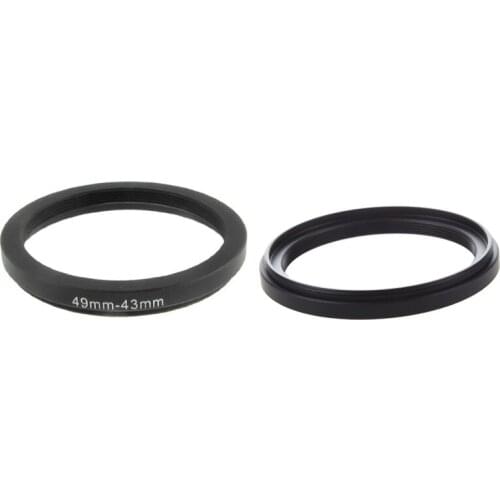 2 Pcs Black Step Down Ring Adapter For Camera 58Mm-49Mm & 49Mm-43Mm