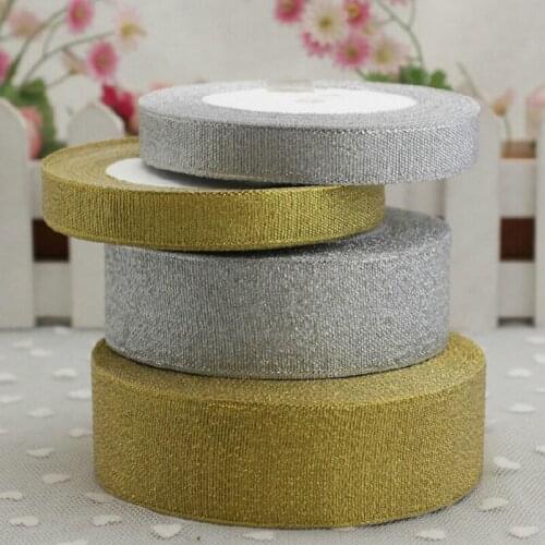 3pcs/lot 4cm Gold and Silver Silk Satin Organza Ribbon Glitter Embroidered Onions Ribbons for Wedding Cake Gift Decoration