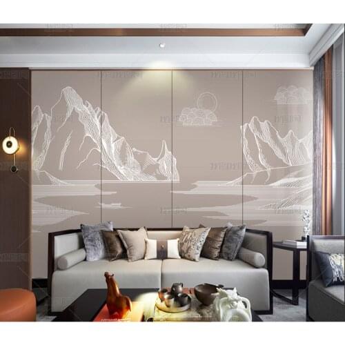 3D new Chinese modern simple ink landscape mural living room TV line landscape TV background wall wallpaper papel DE parede