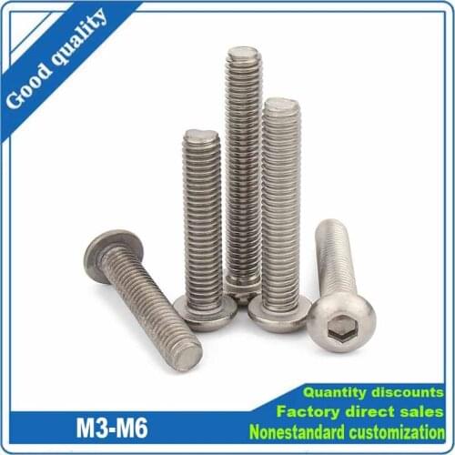 5Pcs M3 M4 M5 M6 TA2 Pure Titanium Alloy Hexagon Hex Socket Head Button Allen Bolt Machine Screw Length 6-50mm ISO7380