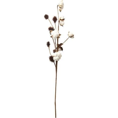 6 Heads Cotton Branch Simulation Flowers Dried Flowers Family Road Lead Flower Decoration Wedding Wall Desktop Decoration