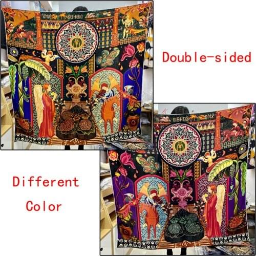 70% Cashmere 30% Silk Scarf Thin Shawl Women Fashion Angel Print Kerchief Stole Oversize Blanket Bandana 135*135cm