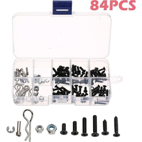 84Pcs Metal Iron RC Car Body Shell R Buckle Self-tapping Flat Head Screws Lock Nut Repairing Tools Kit RC Car Accessories