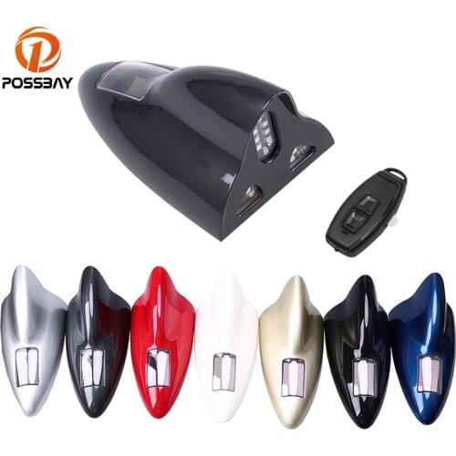 POSSBAY Car Solar LED Flash Light Shark Fin Antenna FM Signal Amplifier Warning Tail Lights With Controller Aerials for BMW VW