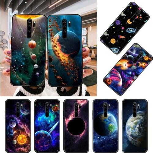 Phone Case For Xiaomi Redmi Note 8 8T 7 7A 9 9A 9S 8A 4 5 6 Pro Black Cover Shell 3D Etui Luxury Hoesjes Magic Space Planet