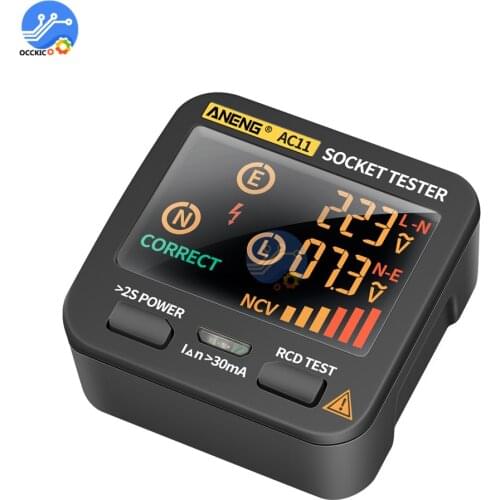 AC11 Digital Smart Socket Tester Voltage Test Socket Detector US EU Plug Ground Zero Line Phase Check Rcd NCV test