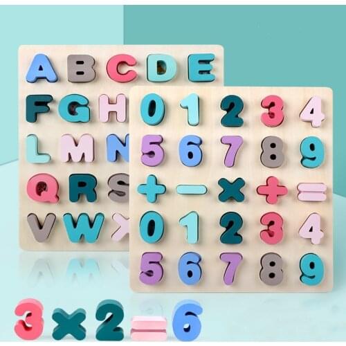Wooden Alphabet Puzzles For Toddlers Montessori Toys Learning Letters Numbers Match Math Game Educational Toys For Preschoolers