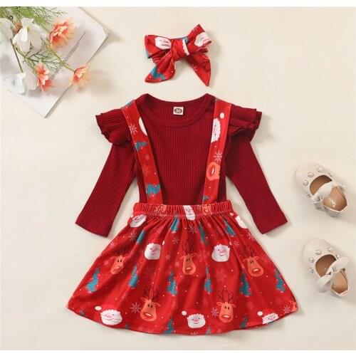 Childrens Girls Clothes Fashion Autumn Winter Kid clothes Long-sleeved Sweater Top+ Skirt 3Pcs Girls Set Christmas Outfits Suit