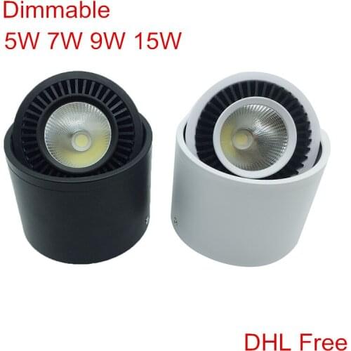 10pcs 5W 7W 9W 15W Dimmable Surface Mounted LED Downlight 360 Degree Ratation LED Indoor Ceiling Panel light DHL Free shipping