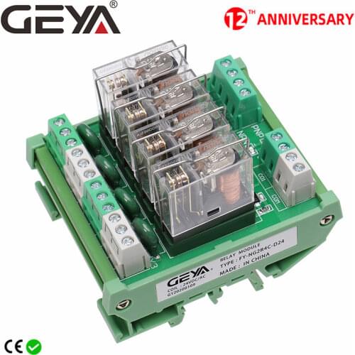 GEYA NG2R 4 Channel Relay Module 1NO 1NC Relay SPDT Module 12V 24V AC DC Omron Relay PLC