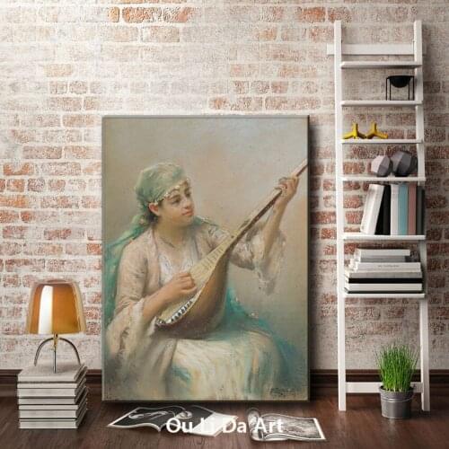 Classical court figure Arab instrument girl portrait oil paintings canvas printing printed on canvas wall art decoration picture