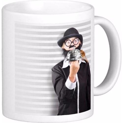 Comic Business Man Holding Service Bell White Coffee Mugs Tea Mug Customize Gift By LVSURE Ceramic Cup Mug Travel Coffee Mugs