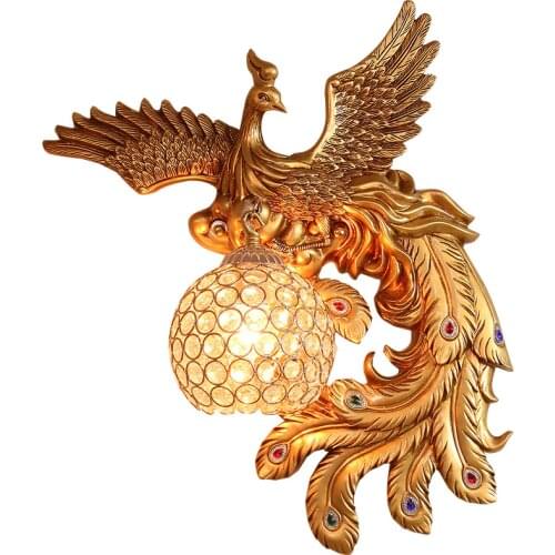 Nordic Creative Peacock Wall Lamp Living Room Bedroom Modern Home Decor Corridor Aisle Resin Decoration Lamp Lighting Fixtures