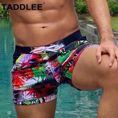 Taddlee Brand Sexy Mens Swimwear Swimsuits Swimming Boxer Briefs Board Shorts Long Gay Pockets Surfing Trunks Bathing Suits New