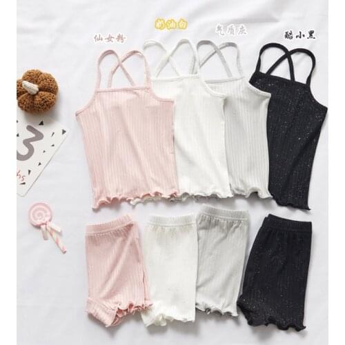Summer Girls Clothing Sets 2PCS Baby Girls Vest Top Shorts Pants Set Hot Sale Cute Square Collar Sleeveless