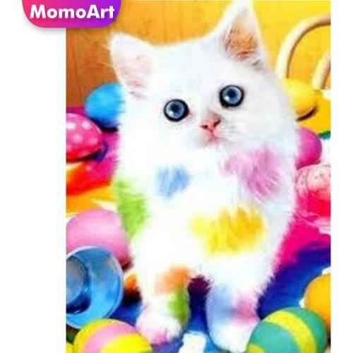 MomoArt Diamond Embroidery Cat Cross Stitch Kits Diamond Painting Animal New Arrival Mosaic Full Drill Square Needlework Hobby