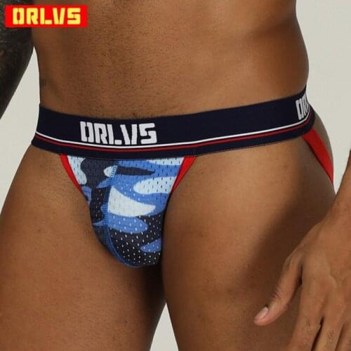 ORLVS Brand Men jockstrap men underwear men thong breathable sissy panties cueca tanga hombre double jockstrap lingerie OR186