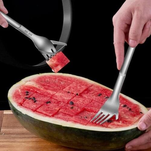 Watermelon Slicer Stainless Steel Melon Cutter Fruit Fork Watermelon Slicing Tool Fruit Vegetable Tools Kitchen Gadgets