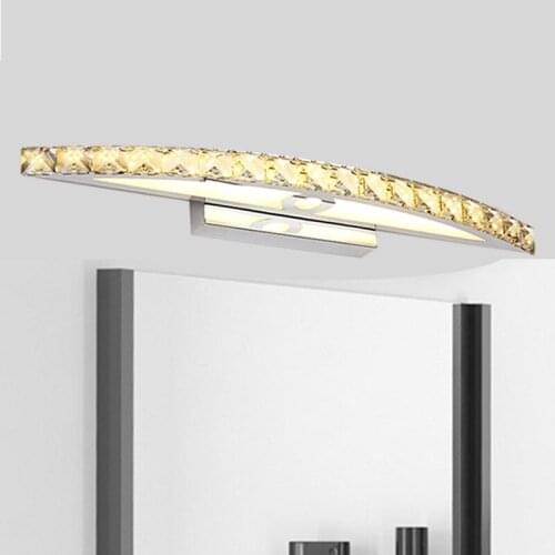 Wholesale simple luxury bathroom mirror front lamp LED crystal wall lamp bathroom waterproof anti-fog stainless steel mirror