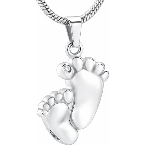 Foot Keepsake Memorial Jewelry Human Cremation Pendant 316L Stainless Steel Funeral Urn Necklace for Ashes Holder