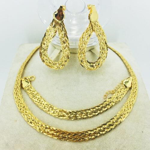 Mothers Day gift gold necklace earring series fashion Nigerian wedding African Jewelry series Italian womens jewelry set