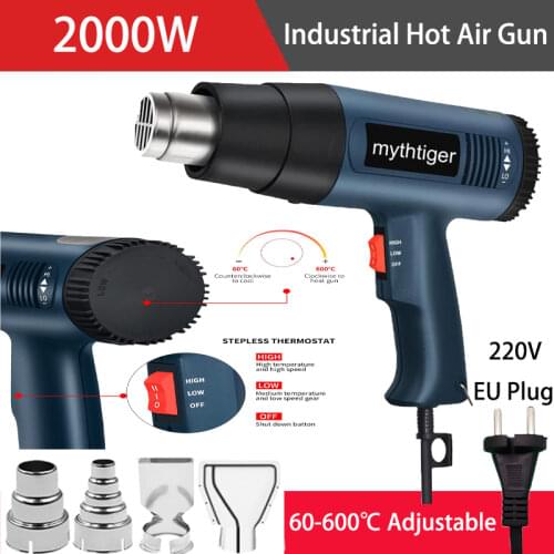 2000W Hot Air Gun Professional Electric Adjustable Temperature-controlled Building Hair dryer Soldering Tools Heat gun for car