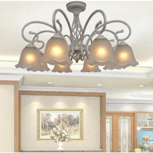 Simple pastoral wrought iron lighting dual-use living room lamp Nice multiple chandelier LED copper ceiling lamp LB12518