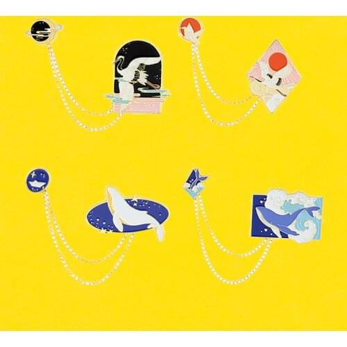 Various Chain Series Denim Enamel Lapel Pins Lnteresting Combination Badges Brooches Nice Gifts For Friends Jewelry Wholesale