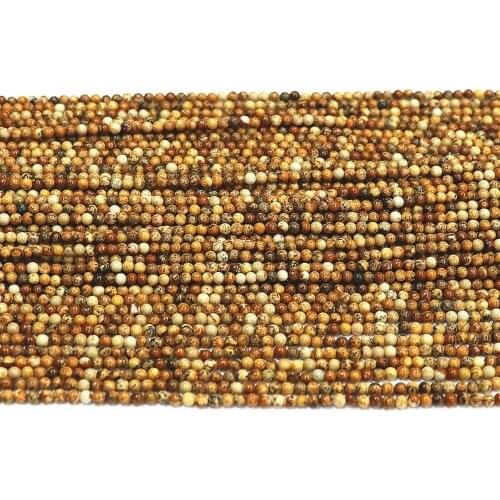 Natural Picture Stone 2mm 3mm Round Loose Spacers Accessories Spacers Beads for Women Diy Jewelry Making Findings 15inch B388