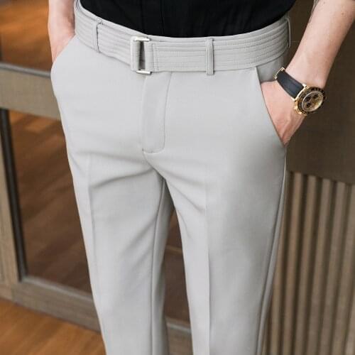 2021 Spring New Fashion High Quality Suit Pants Mens Suit Pants Straight Slim Ankle Pants Mens Classic Business Casual Pants
