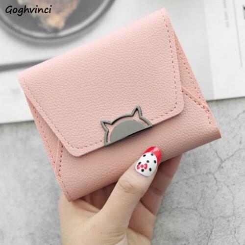 Wallets Women Short Purse Solid Simple Chic Kawaii Mini Wallet Korean Style Fashion PU Leather Carteira Students Stylish Ulzzang